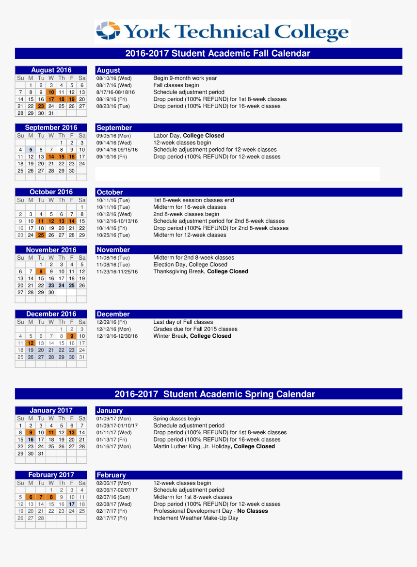 2016 2017 Academic Calendar Template from www.kindpng.com