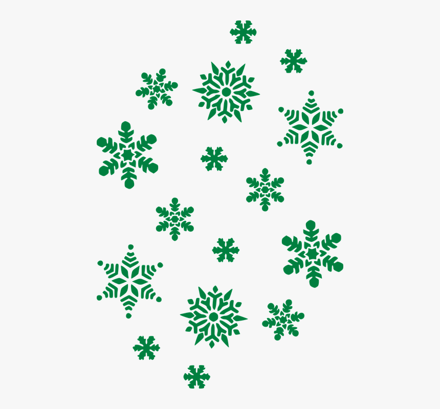 Flocos De Neve, Inverno, Neve, Cristais, Verde - Snowflakes Silhouette Clipart, HD Png Download, Free Download