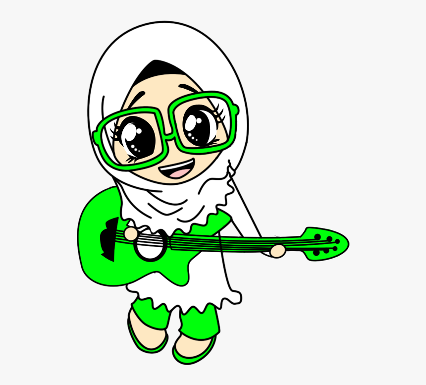 Transparent Veil Clipart - Muslimah Guitar Cartoon, HD Png Download, Free Download