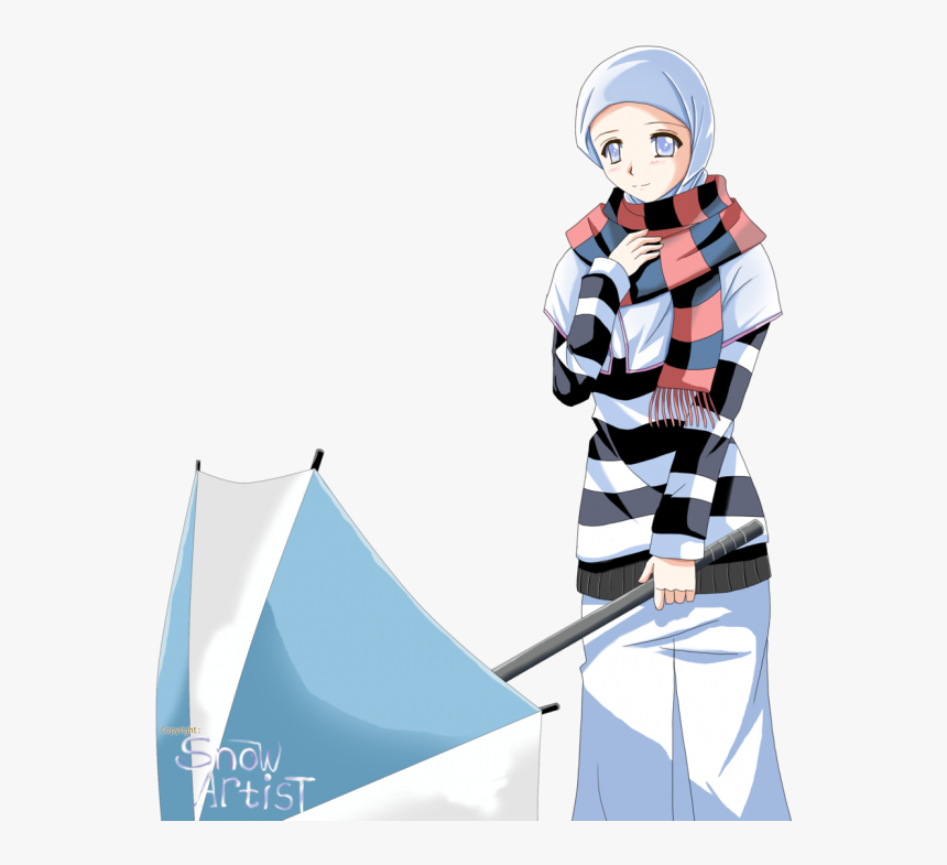 Hijab Image - Hijab Anime Girl With Umbrella, HD Png Download, Free Download