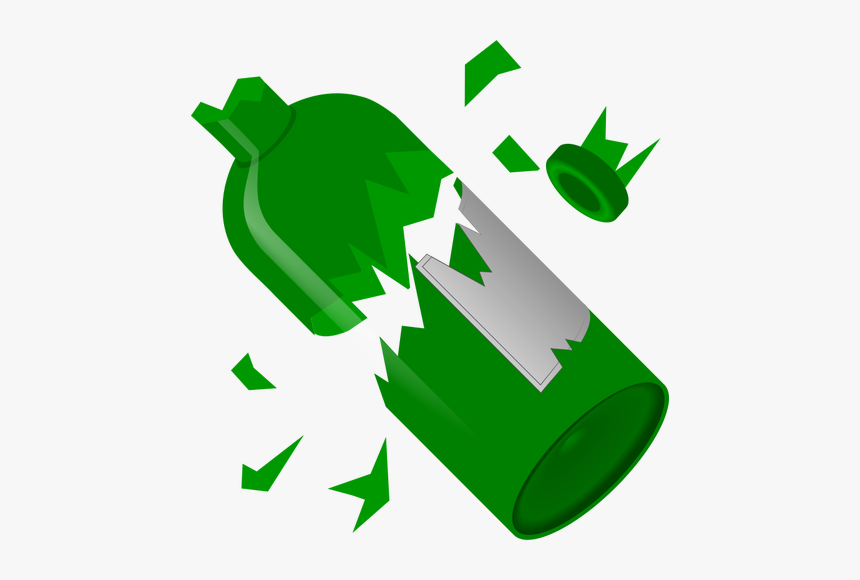 Broken To Pieces Green Bottle Vector Graphics - Breaking Of Glass Clipart, HD Png Download, Free Download