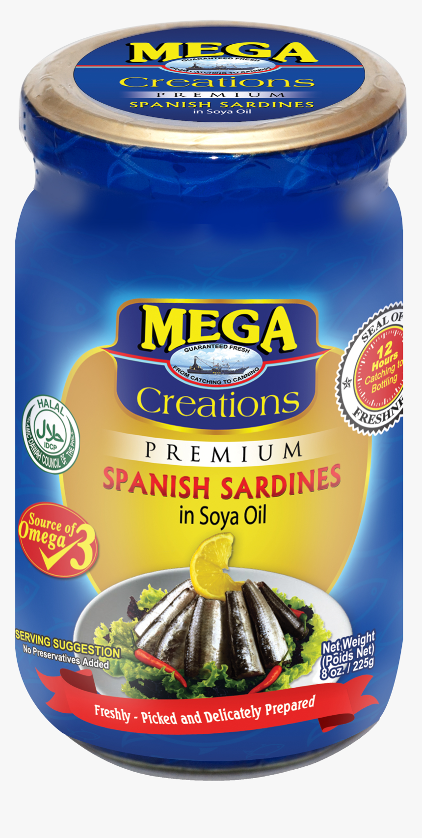 Mega Creations Spanish Sardines In Soya Oil - Mega Sardines, HD Png Download, Free Download