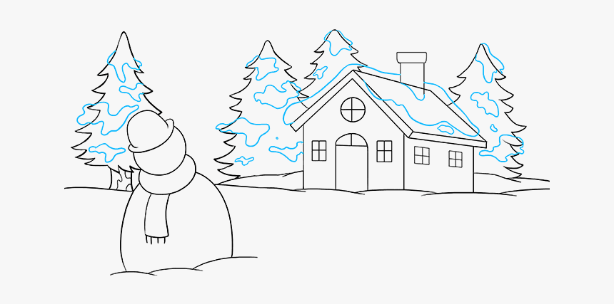 How To Draw Winter Scenery Easy Drawing Of A Winter Wonderland Hd Png Download Kindpng