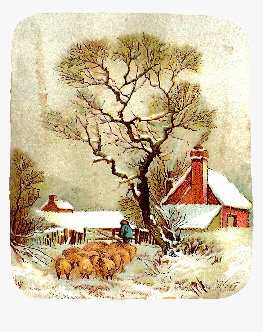 Vintage Winter Scene Clipart, HD Png Download, Free Download