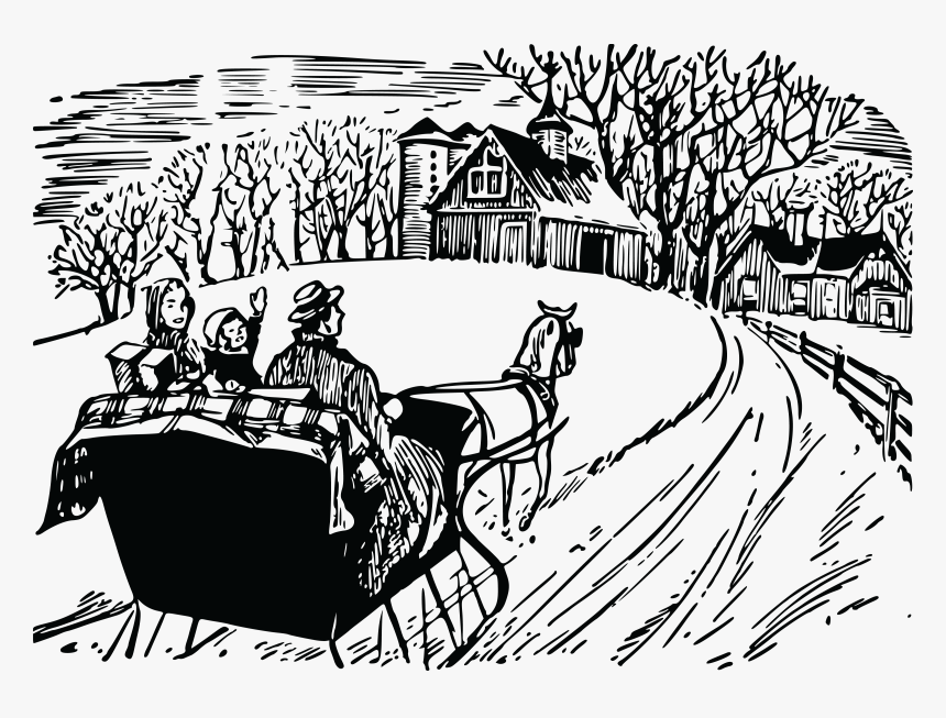 Transparent Harvest Clipart Black And White - Black And White Sleigh Ride, HD Png Download, Free Download