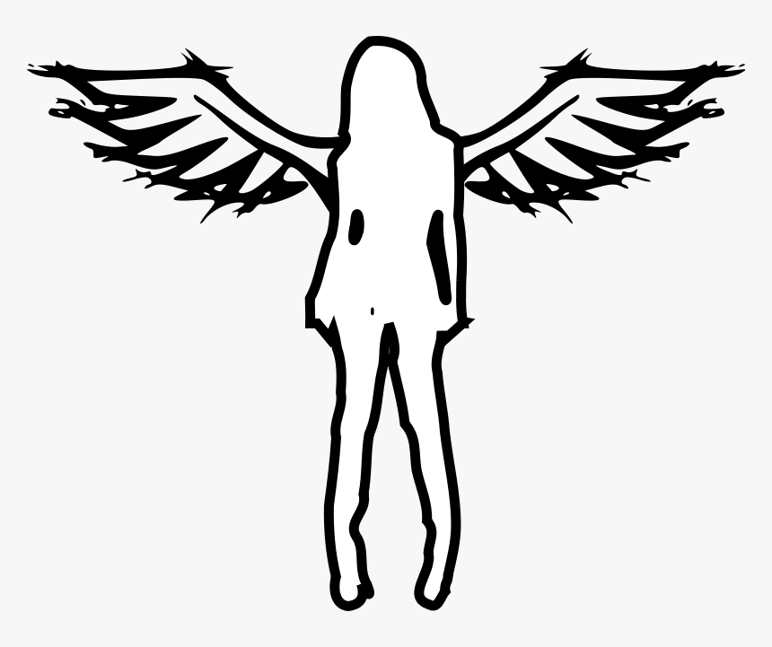 Clip Art Angels Vector - Girl With Angel Wings Drawing, HD Png Download, Free Download