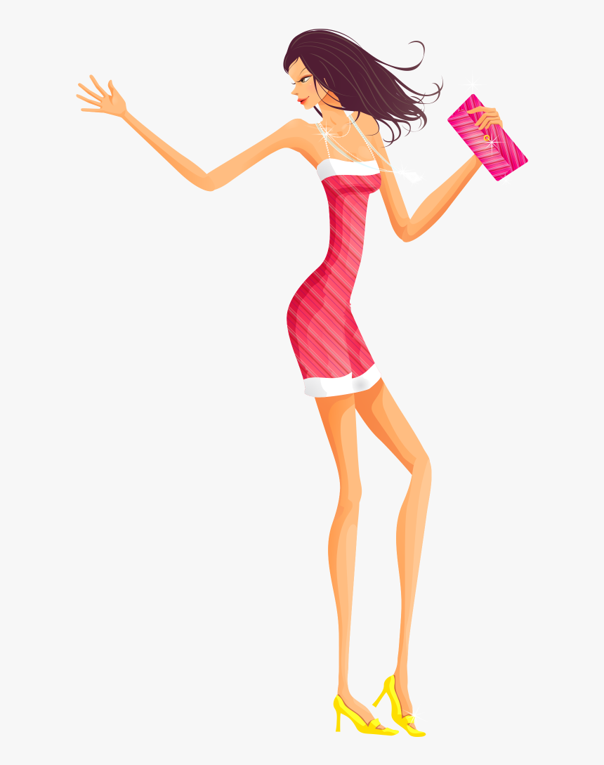 Party Girl Dancing Png - Tall And Slim Girl Cartoon, Transparent Png, Free Download