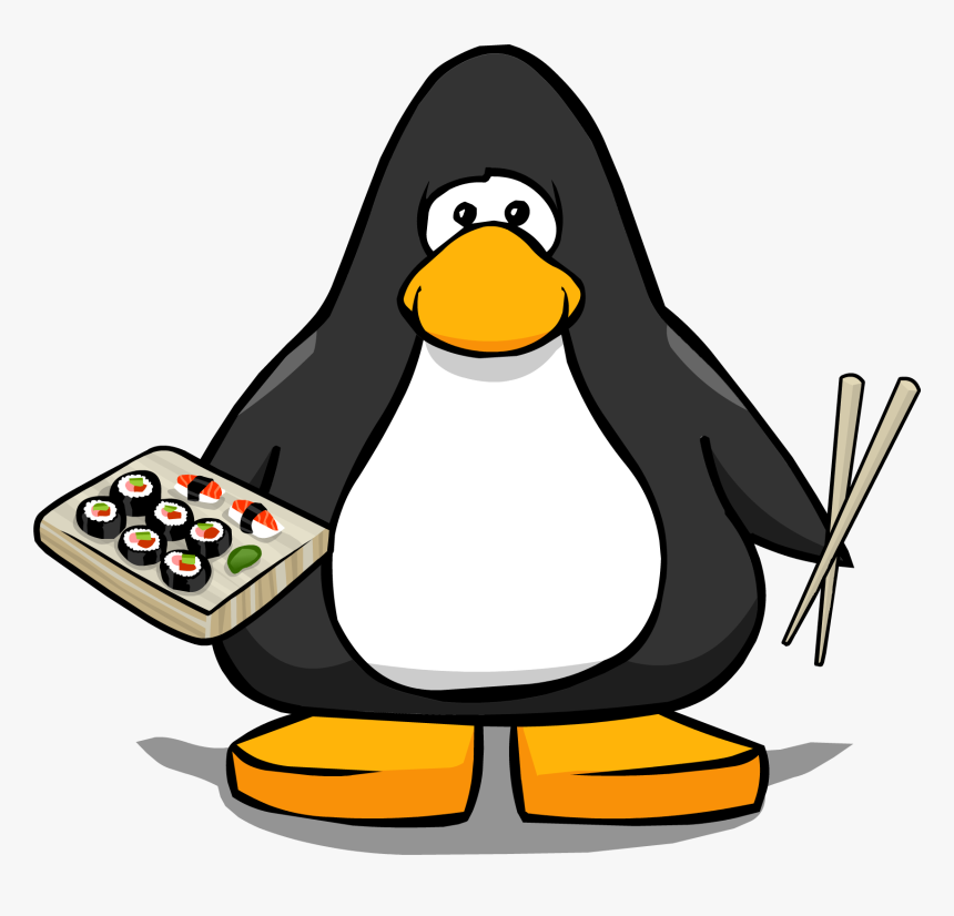 Sushi Cartoon Png Vector Black And White Stock - Penguin With Santa Hat, Transparent Png, Free Download