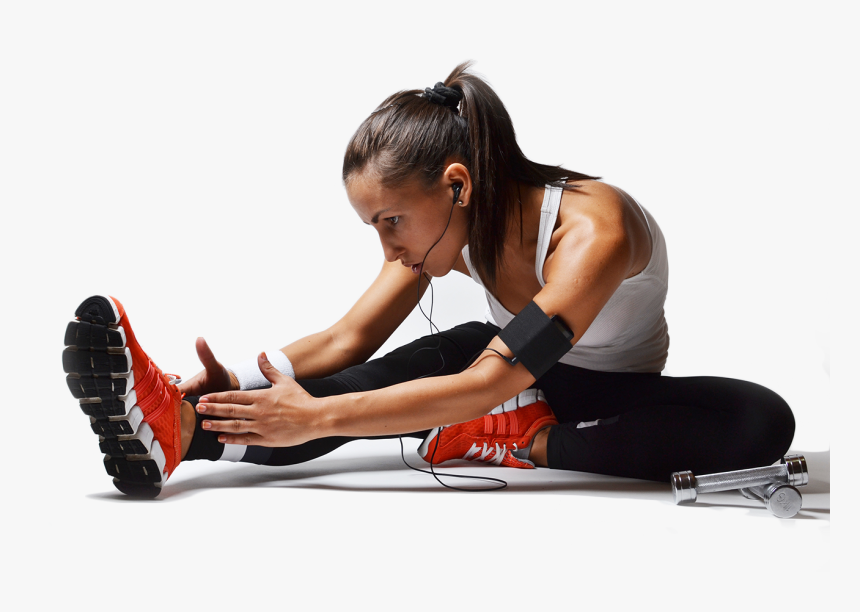 Woman With Headphones Tying Shoes Sport Fitness Banner Hd Png Download Kindpng