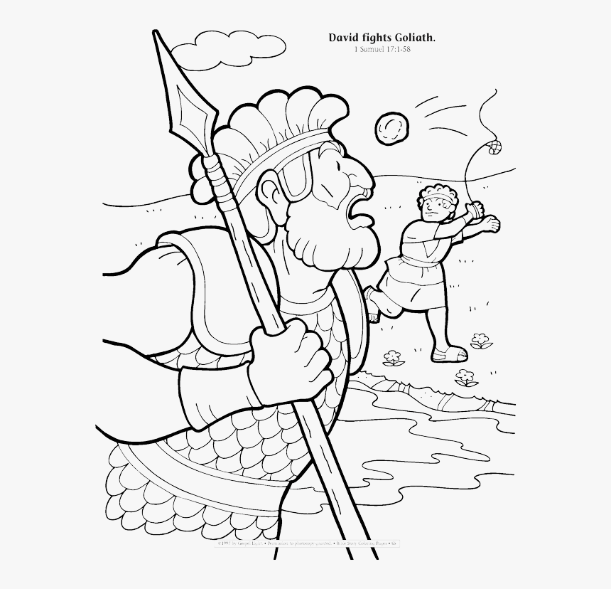 David Fights Goliath Coloring Page - Coloring Page Daud Dan Goliat, HD Png Download, Free Download