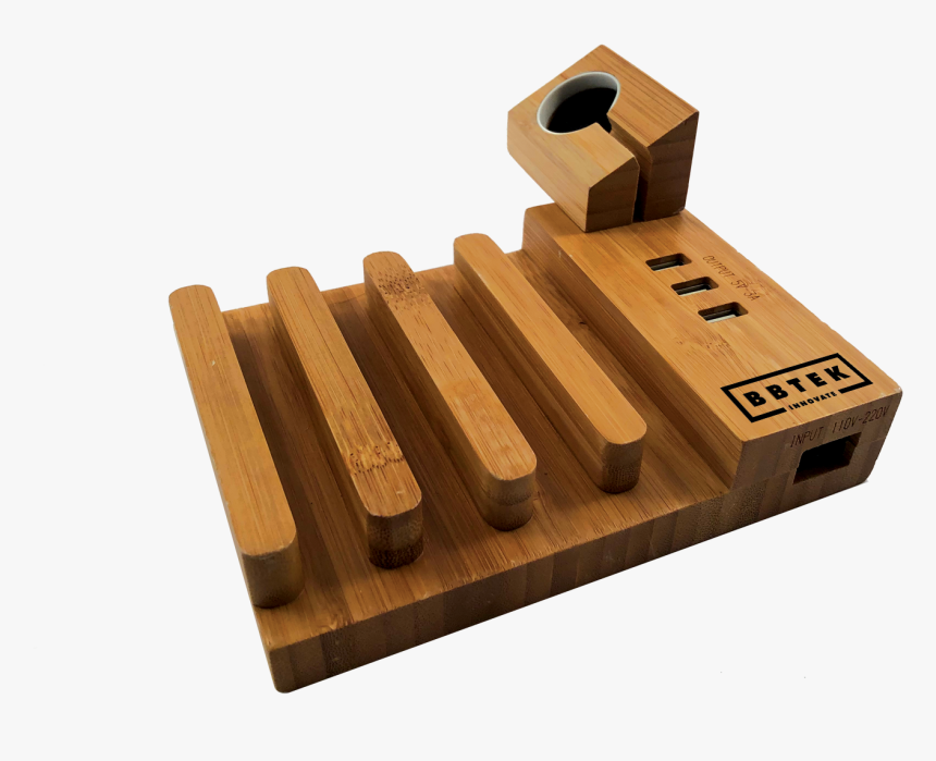 Bbtek Bamboo 3 Port Charging Dock With Apple Watch - Plywood, HD Png Download, Free Download