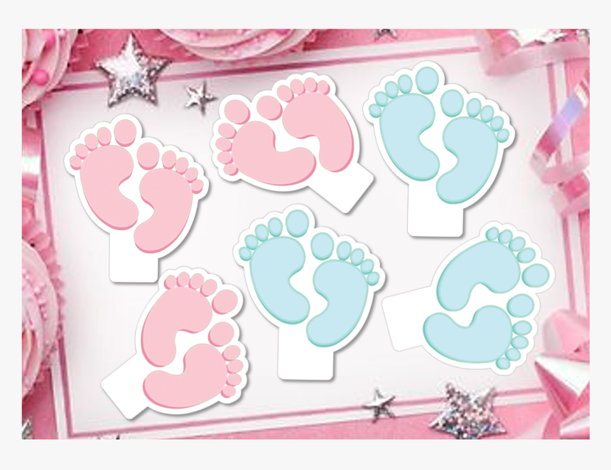 24x Baby Feet Pink/blue Girl Boy Edible Pre-cut Cupcake - Cute Powerpoint Background Girly, HD Png Download, Free Download