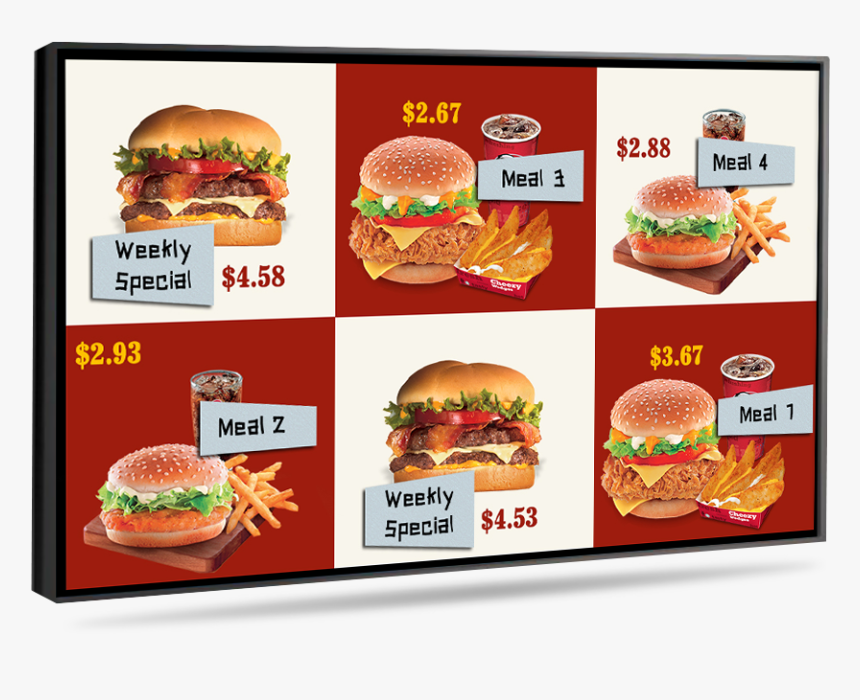 Hd Digital Menu Boards - Cheeseburger, HD Png Download, Free Download