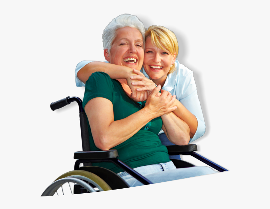 A Caregiver Hugging An Elderly Sitting On A Wheelchair - Disability, HD Png Download, Free Download