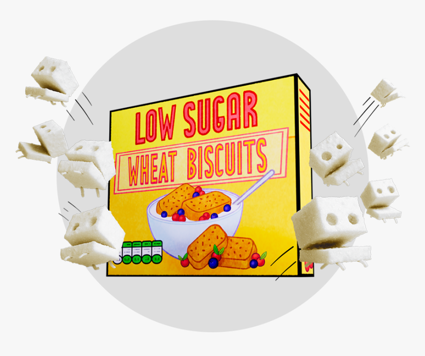 A Box Of Low-sugar Wheat Biscuits Scattering The Naughty - Graphic Design, HD Png Download, Free Download