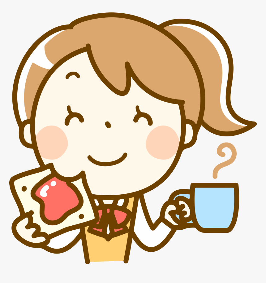 Eating Clipart Girl Eating - Clipart Woman Eating Breakfast, HD Png Download, Free Download