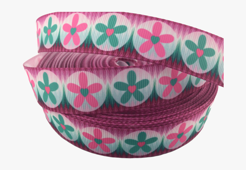 Ribbons [tag] Pink And Teal Floral Daisy Grosgrain - Webbing, HD Png Download, Free Download