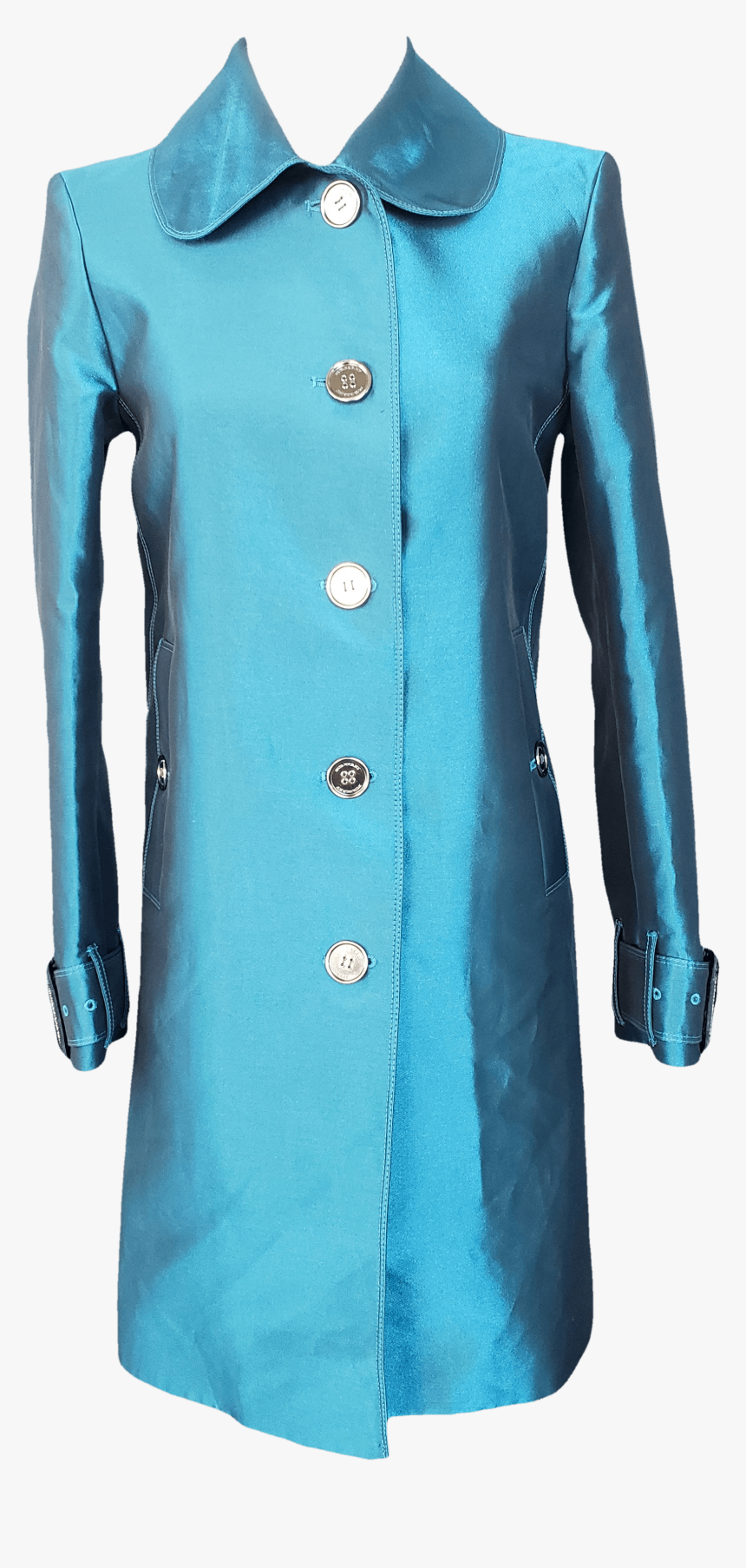 Shiny Teal Trench Coat By Burberry - Overcoat, HD Png Download, Free Download