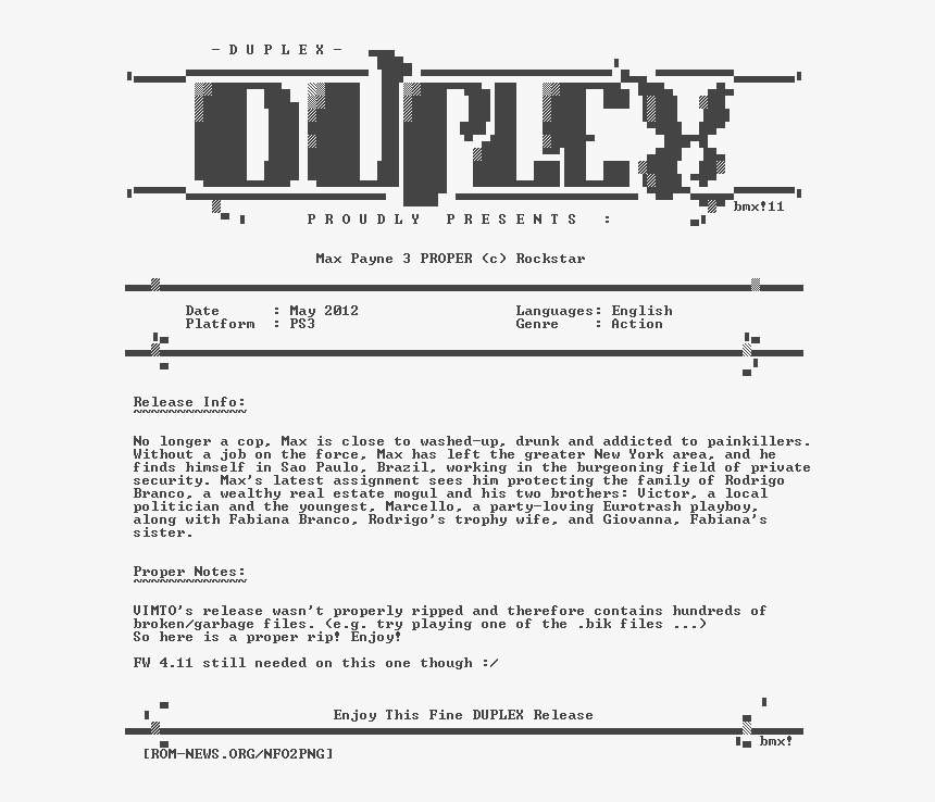Max - Payne - 3 - Proper - Ps3-duplex - Last Of Us Ps3 Duplex +nfo, HD Png Download, Free Download