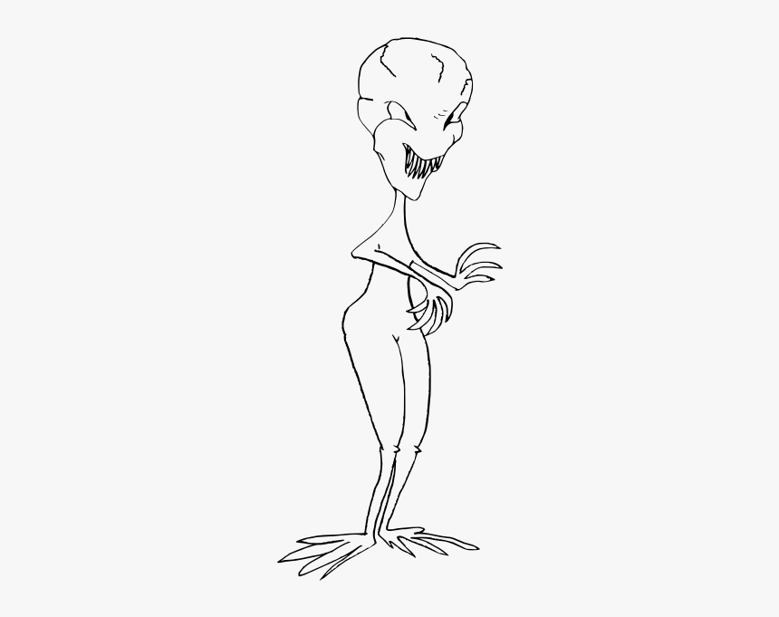 Vector Clip Art Of Line Art Alien Creature - Sketch, HD Png Download, Free Download