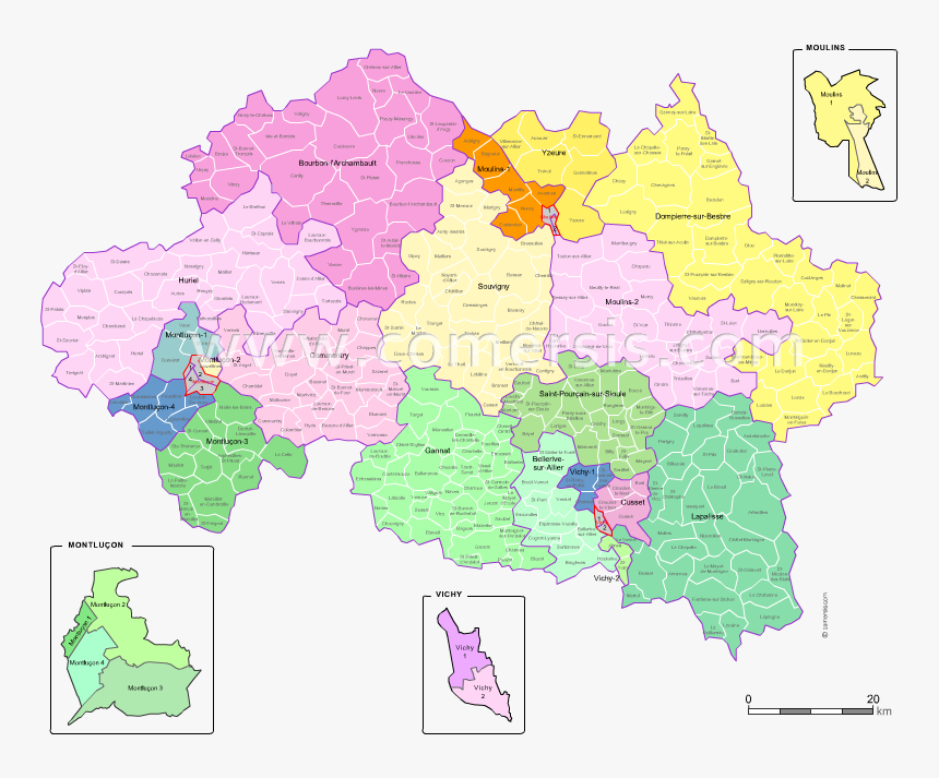 Add To Cart Allier Counties Map With Names For Word - Carte Département De L Allier 03, HD Png Download, Free Download