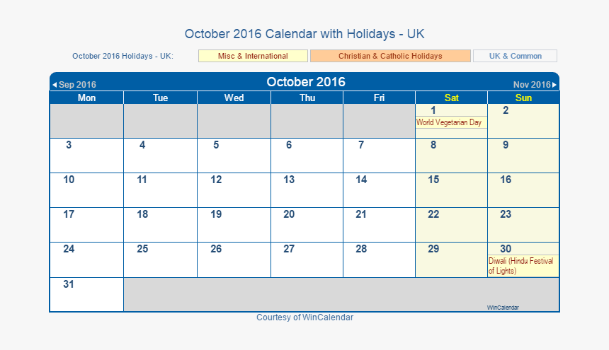 October 2016 Calendar With Uk Holidays - January 2021 Calendar With Holidays, HD Png Download, Free Download