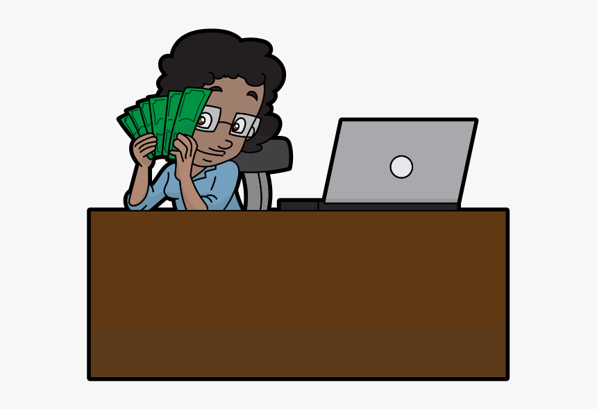 Cartoon Black Woman Contentedly Makes Money Online - Cartoon, HD Png Download, Free Download