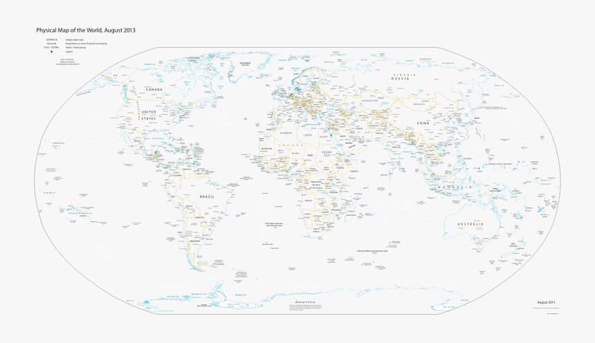 Cia World Fact Book Physical World Map - Map, HD Png Download, Free Download