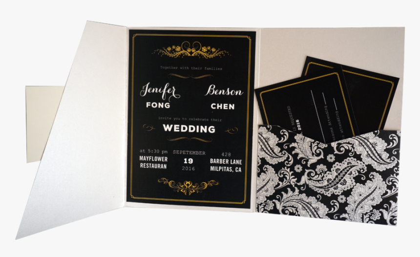 Floral Chalkboard Black And White Wedding Invitation - Paper Bag, HD Png Download, Free Download