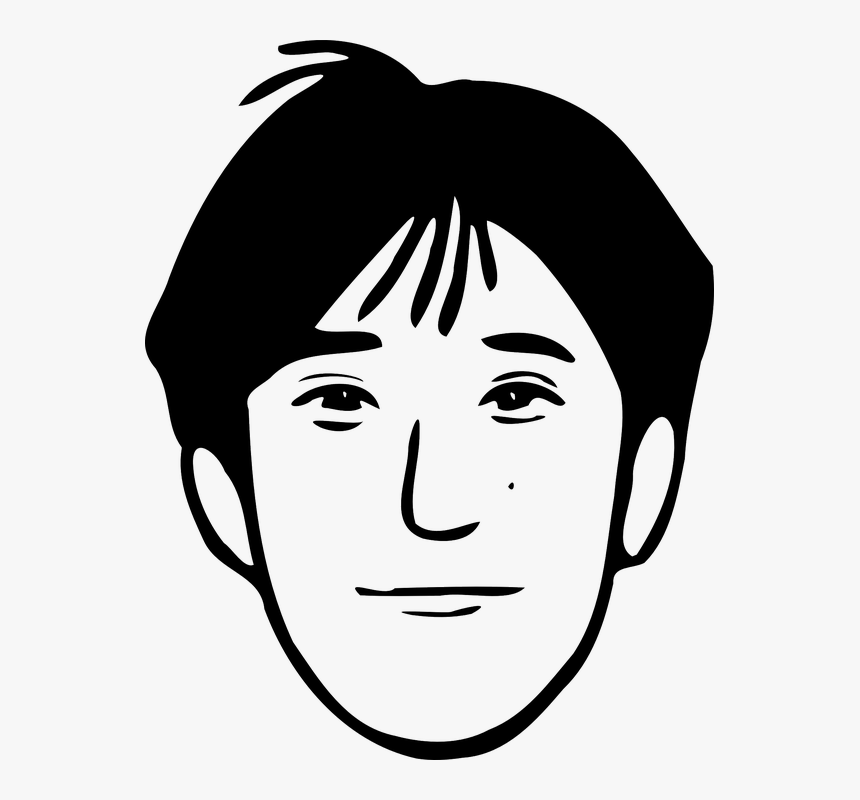 Mans Face Head Portrait - Cartoon Face Black And White, HD Png Download, Free Download