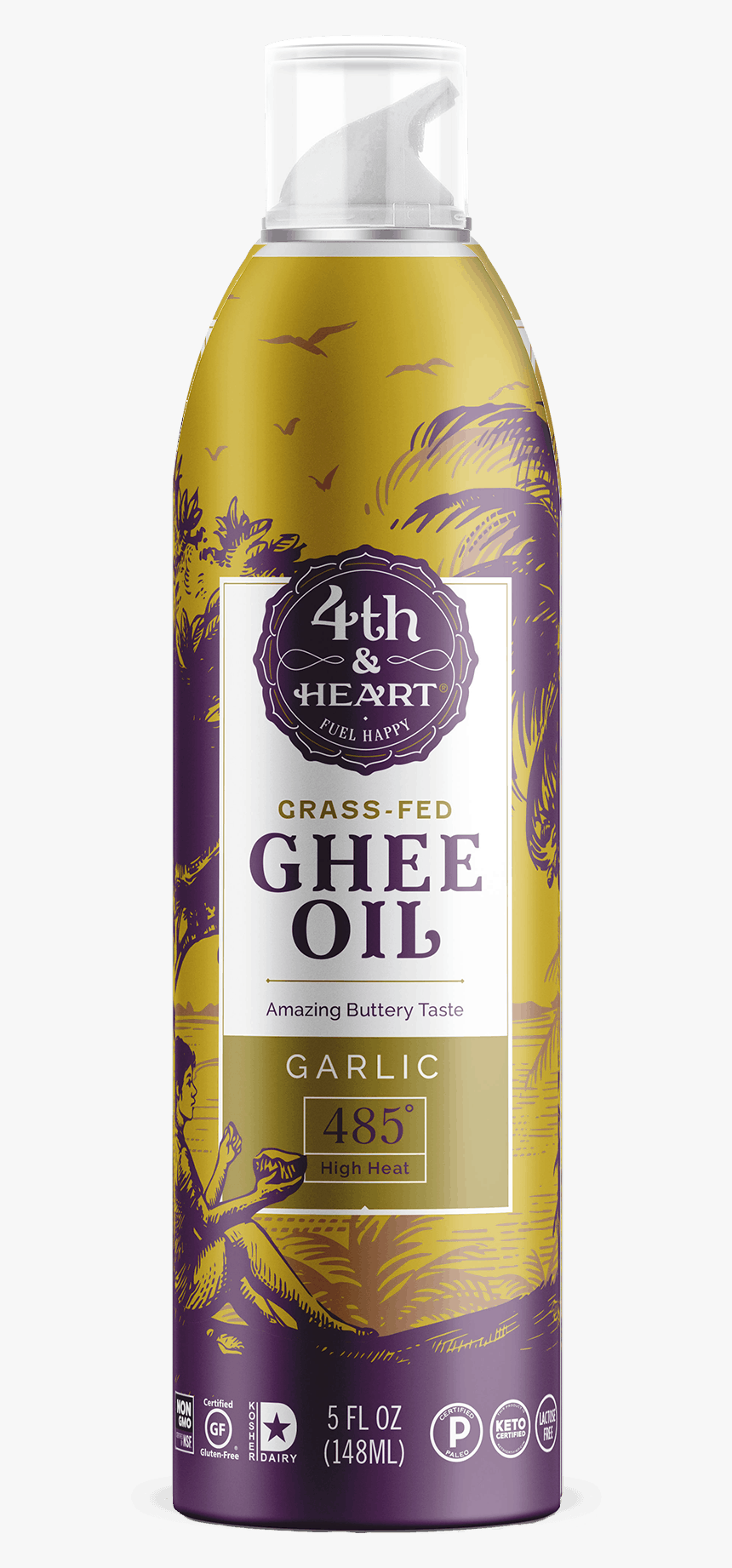 Spray Garlic Nov19 - 4th Heart Oil Ghee High Heat 5 Oz, HD Png Download, Free Download