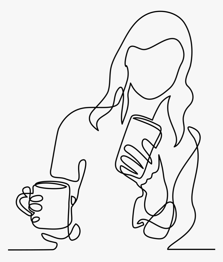 Line Drawing Drink Coffee, HD Png Download, Free Download