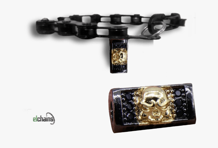 Black And Gold Pirate Ornament On A Bike Chain Bracelet - Bracelet, HD Png Download, Free Download