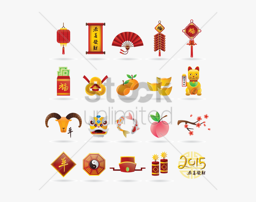 Set Of Chinese New Year Icons V矢量图形 , Png Download, Transparent Png, Free Download