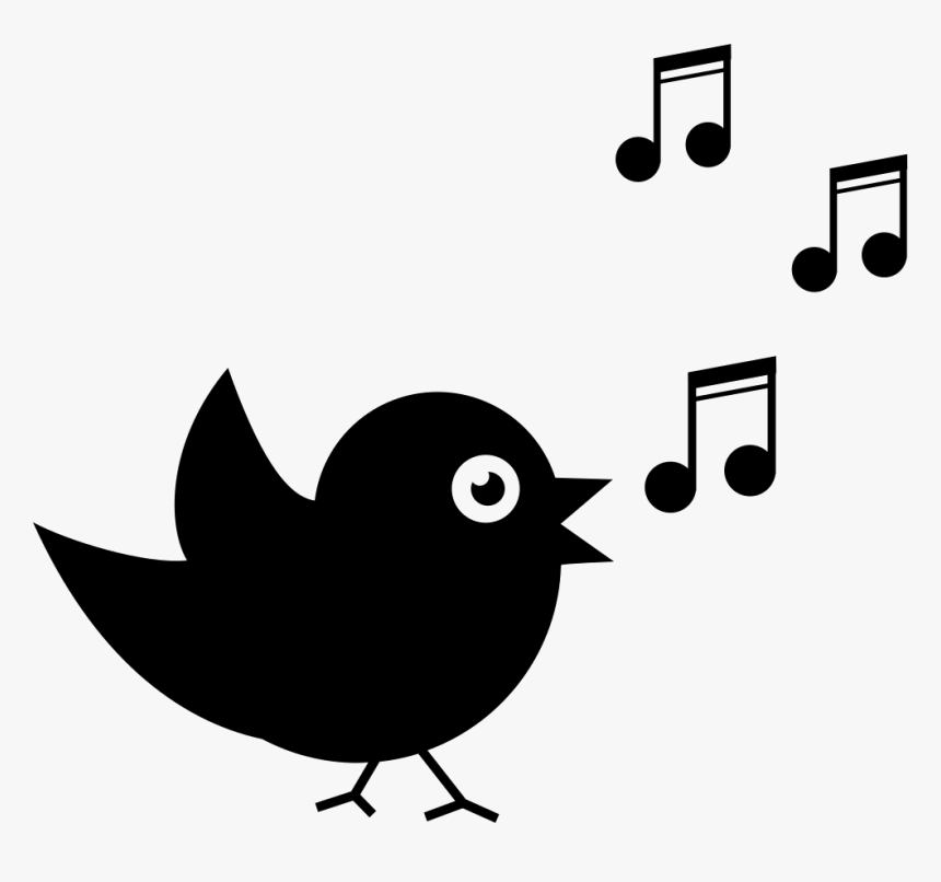 Bird Singing With Musical Notes - Black Bird Sing Clipart, HD Png Download, Free Download