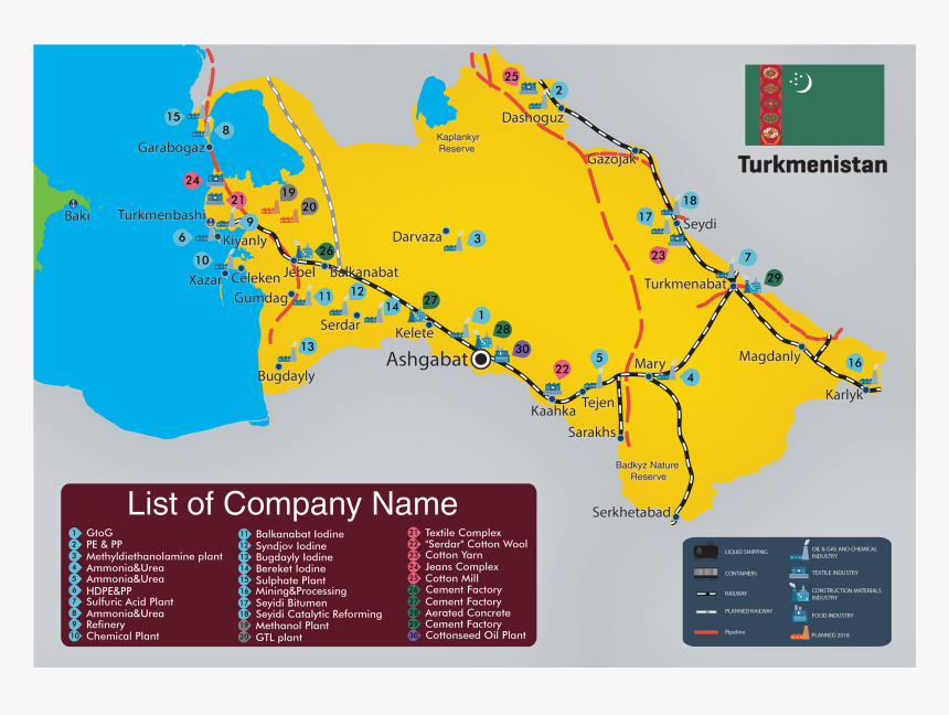 Map Of Railways Turkmenistan, HD Png Download, Free Download