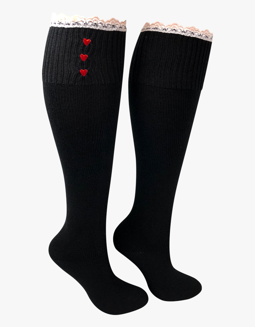 Black Knee High Lace Boot Socks - Sock, HD Png Download, Free Download