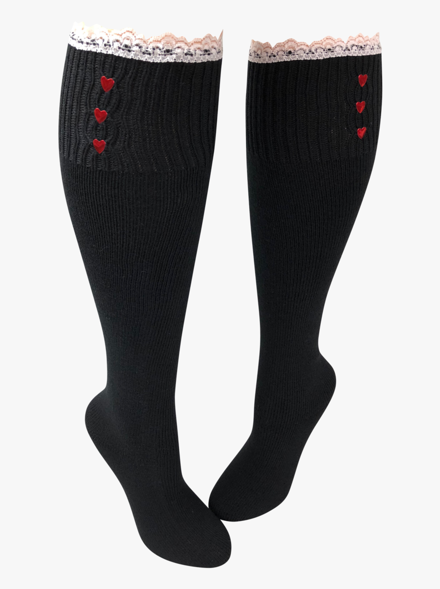 Black Knee High Lace Boot Socks - Hockey Sock, HD Png Download, Free Download