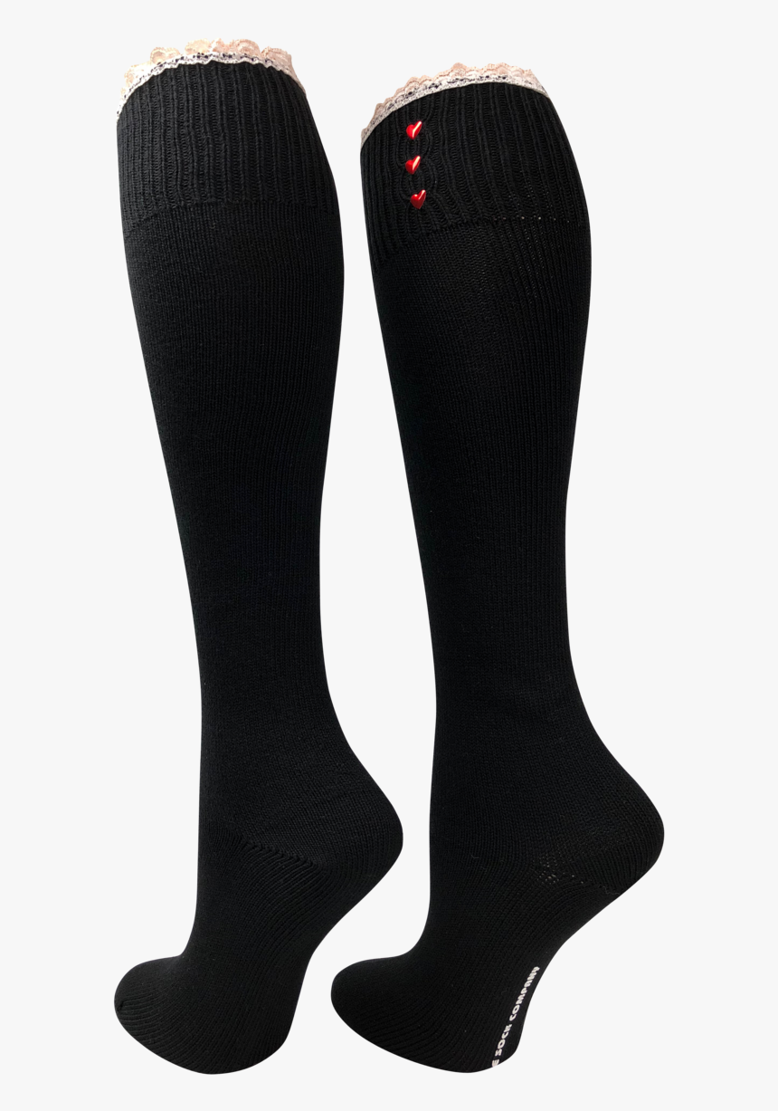 Black Knee High Lace Boot Socks - Sock, HD Png Download, Free Download