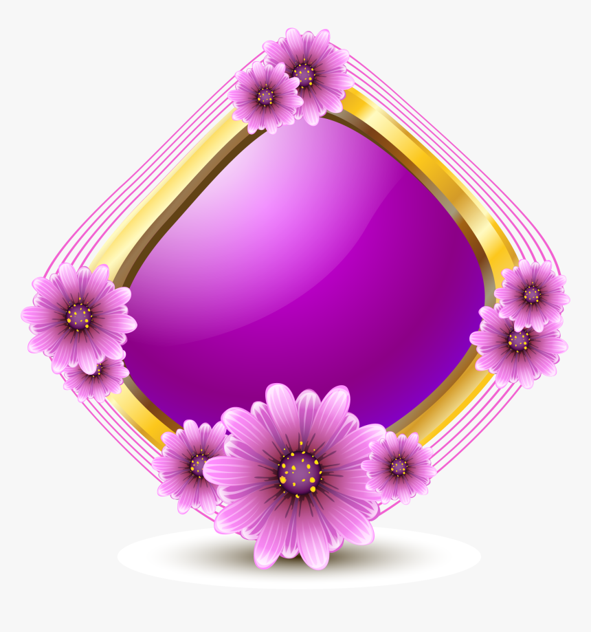 Euclidean Flowers Crystal Frame Material Transprent - Frame With Flowers Perple, HD Png Download, Free Download