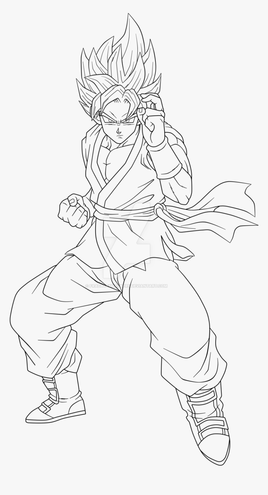 Ssgss Goku Coloring Pages 3 By Jon - Line Art, HD Png Download, Free Download
