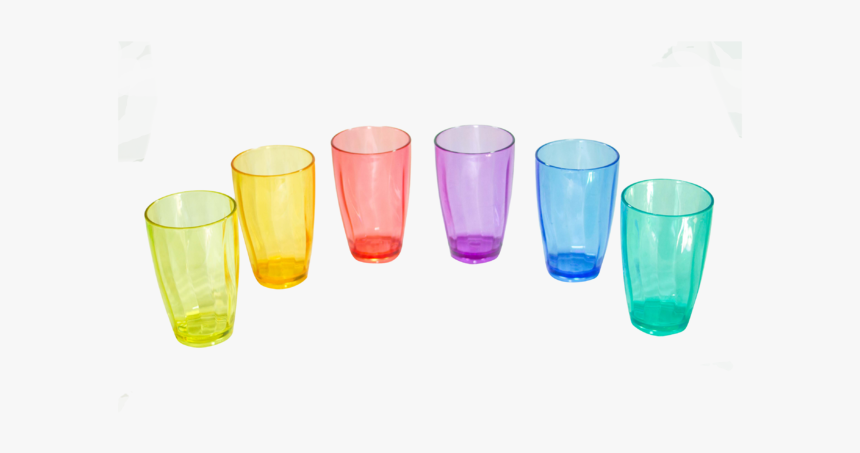 6 Vasos Plástico Acrílico Transparente De Colores 410 - Plastic, HD Png Download, Free Download