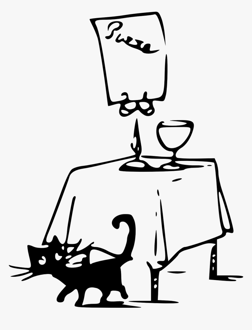 Cat On The Table Drawing, HD Png Download, Free Download