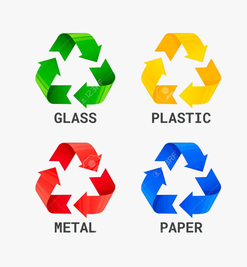 Recycle Clipart Plastic Recycling Free Clip Art Stock - Recycling Sign Paper Plastic Metal Glass, HD Png Download, Free Download