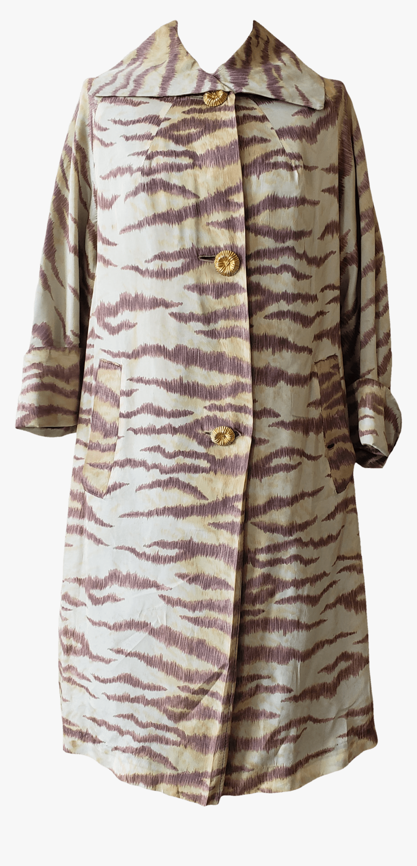 50"s Brown Tiger Stripe Coat By Travel Coats - Overcoat, HD Png Download, Free Download