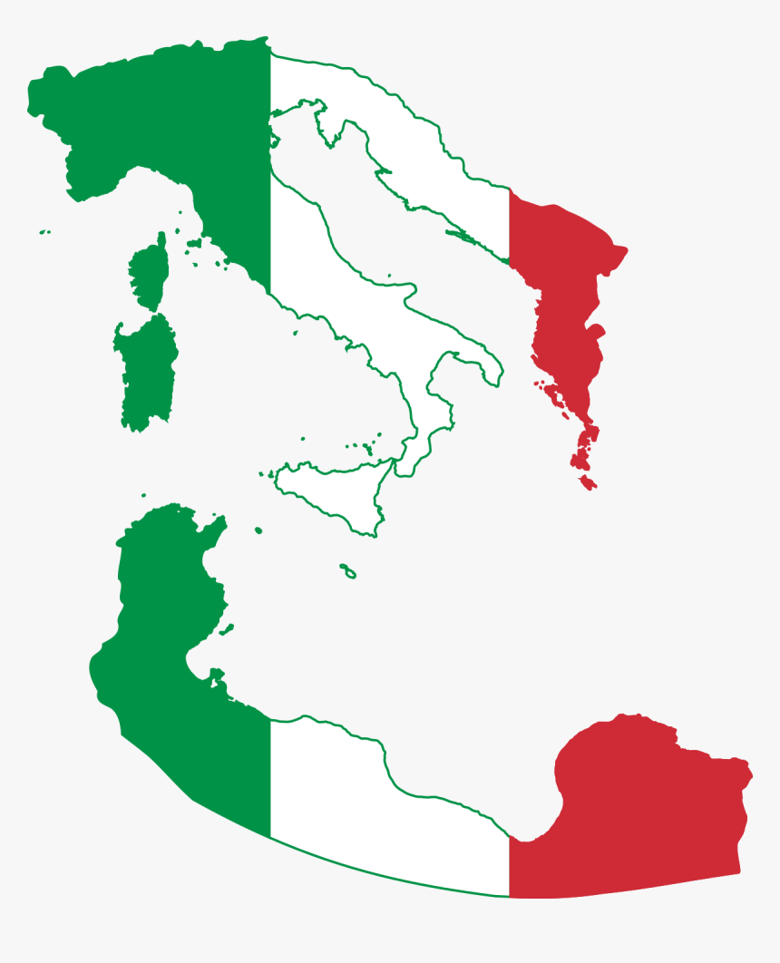 Greater Italy Flag Map, HD Png Download, Free Download