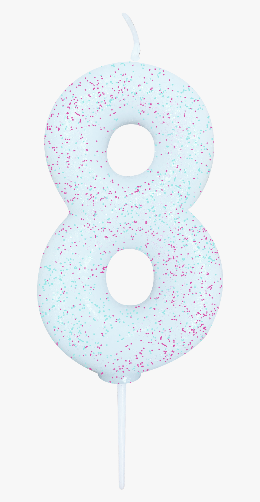 Age 8 Glitter Numeral Moulded Pick Candle White Iridescent"
 - Polka Dot, HD Png Download, Free Download