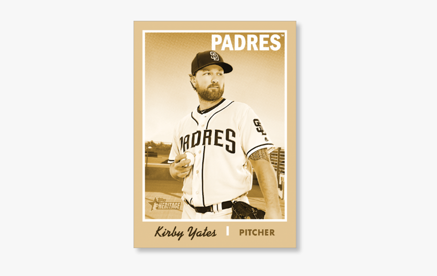 Kirby Yates 2019 Heritage Baseball Base Poster Gold - Baseball Uniform, HD Png Download, Free Download