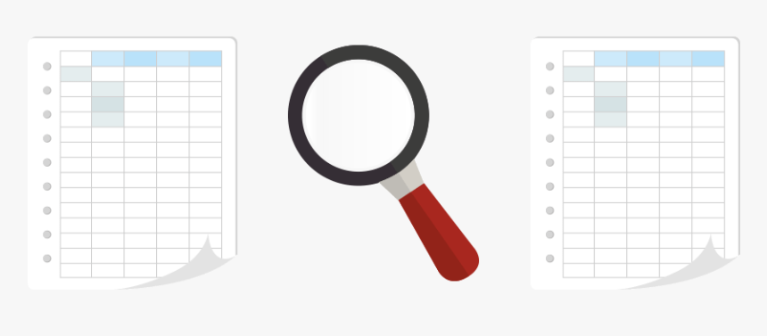 Compare Two Columns In Excel Higlhlight Matches - Magnifying Glass, HD Png Download, Free Download