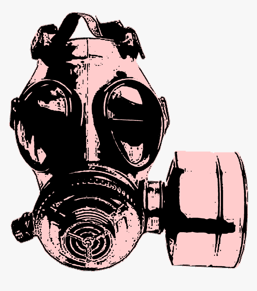 Gas Mask In Pink And Black - Gas Mask Drawing Png, Transparent Png, Free Download
